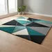 Deep Teal Geometric Wool Area Rug – Hand-Tufted Modern Abstract Rug