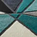 Deep Teal Geometric Wool Area Rug – Hand-Tufted Modern Abstract Rug
