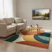 Luxury Mid Century Modern Geometric Wool Area Rug – Hand-Tufted Arc Design for Living Room