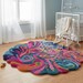Psychedelic Swirl Hand-Tufted Wool Rug – Colorful Abstract Wavy Area Rug