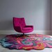Psychedelic Swirl Hand-Tufted Wool Rug – Colorful Abstract Wavy Area Rug