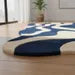 Wavy Modern Blue & Cream Area Rug – Handcrafted Abstract Curved Rug