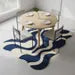 Wavy Modern Blue & Cream Area Rug – Handcrafted Abstract Curved Rug