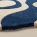 Wavy Modern Blue & Cream Area Rug – Handcrafted Abstract Curved Rug