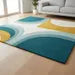 Mid Century Wool Area Rug, Hand Tufted Geometric Carpet