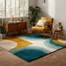 Mid Century Wool Area Rug, Hand Tufted Geometric Carpet