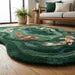Hand-Tufted Koi Fish Wool Rug – Green Artistic Area Rug for Modern & Japandi Interiors