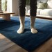 Luxurious Plush Navy Blue Area Rug – Hand-Tufted Wool Rug for Living Room & Bedroom