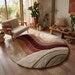 Luxury Round Sunset Hand Tufted Wool Rug – Abstract Earth Tone Area Carpet for Boho &amp; Mid-Century Interiors