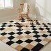 Modern Hand Tufted Checkerboard Area Rug – Neutral Squares Soft Durable Mat