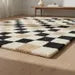 Modern Hand Tufted Checkerboard Area Rug – Neutral Squares Soft Durable Mat