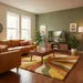 Luxury Sunburst Boho Hand Tufted Wool Rug – Retro Mid Century Area Carpet for Warm Artistic Interiors
