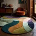 Luxury Irregular Hand Tufted Wool Abstract Rug – Retro Modern Color Block Sculpted Area Carpet for Artistic Interiors