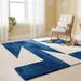 Luxury Modern Blue Geometric Rug – Hand Tufted Wool Area Carpet for Contemporary Interiors
