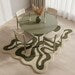Organic Abstract Green Hand Tufted Rug – Modern Wavy Wool Carpet for Living Room & Contemporary Interiors
