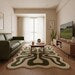 Organic Abstract Green Hand Tufted Rug – Modern Wavy Wool Carpet for Living Room & Contemporary Interiors
