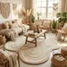 Luxury Hand Tufted Wool Abstract Rug – Sculptural Ivory Minimalist Area Carpet for Modern Homes