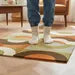 Luxury Mid Century Modern Wool Rug – Retro Geometric Shag Carpet in Orange, Olive, Brown & Cream