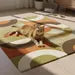 Luxury Mid Century Modern Wool Rug – Retro Geometric Shag Carpet in Orange, Olive, Brown & Cream