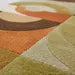 Luxury Mid Century Modern Wool Rug – Retro Geometric Shag Carpet in Orange, Olive, Brown & Cream