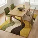 Luxury Retro Wavy Area Rug – Mid Century Modern Mustard & Green Abstract Wool Rug for Stylish Interiors