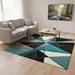 Deep Teal Geometric Wool Area Rug – Hand-Tufted Modern Abstract Rug
