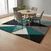 Deep Teal Geometric Wool Area Rug – Hand-Tufted Modern Abstract Rug