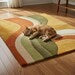 Mid-Century Modern Geometric Wool Rug – Hand-Tufted Arc Area Rug