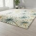 Mid-Century Modern Wool Rug – Hand-Tufted Cream Area Rug with Teal & Mustard Accents