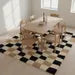 Luxury Hand Tufted Irregular Checkerboard Rug – Modern Wavy Grid Area Carpet for Minimalist Contemporary Interiors