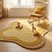 Luxury Modern Hand Tufted Mustard Abstract Rug – Organic Sculpted Wool Area Carpet for Warm Minimal Interiors