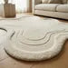 Luxury Hand Tufted Wool Abstract Rug – Sculptural Ivory Minimalist Area Carpet for Modern Homes
