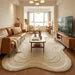 Luxury Hand Tufted Wool Abstract Rug – Sculptural Ivory Minimalist Area Carpet for Modern Homes