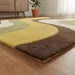 Luxury Retro Wavy Area Rug – Mid Century Modern Mustard & Green Abstract Wool Rug for Stylish Interiors