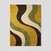 Luxury Retro Wavy Area Rug – Mid Century Modern Mustard & Green Abstract Wool Rug for Stylish Interiors