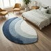 Luxury Blue Gradient Half Moon Rug – Modern Sculpted Area Rug Teppich for Stylish Interior Décor