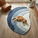 Luxury Blue Gradient Half Moon Rug – Modern Sculpted Area Rug Teppich for Stylish Interior Décor