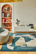 Blue Hand-Tufted Wool Area Rug – Traditional Turkish Inspired Rug