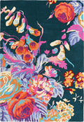 Traditional Turkish Blue Wool Rug - Hand-Tufted Multicolor Area Rug