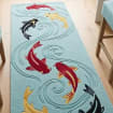 Hand-Tufted Koi Runner Rug – Japanese Style in Aqua Blue