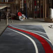 Modern Racing Stripe Hand-Tufted Wool Area Rug