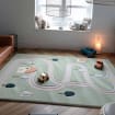 Sage Green Hand-Tufted Wool Kids Play Rug
