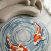 Modern Interior Hand-Tufted Round Koi Fish Rug